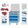 四抽屜式多功能掛板手推車間工具車 刀具柜 零件車 工具箱維修車